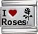 Clearly Charming I Heart Roses Red Heart Laser Italian Charm