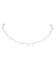 Sterling Silver White Topaz Leaf Design Necklace, 16.25"