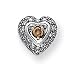 14k White Gold White and Champagne Diamond Heart Pendant