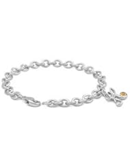 6 3/4 In Silver & 14K Gold Diamond Initial H Charm Bracelet For Girls