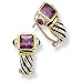 2/T Antique cable style with amethyst CZ Solid Sterling Silver Earrings