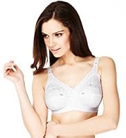 Total Support Non-Wired Floral Embroidered Crossover B-G Bra