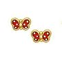 14k Yellow Red Enamel Childrens Butterfly Earrings