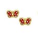 14k Yellow Red Enamel Childrens Butterfly Earrings