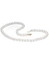 14K Yellow Gold 7-7.5mm Cultured Akoya Pearl Necklace