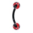 BIOPLAST Black Red BEACH BALL Eyebrow Ring