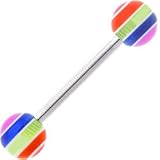 Rainbow JAWBREAKER Barbell Tongue Ring