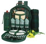 Picnic Time Yukon 16 1/2 Backpack w/ Wine Duffel, Blanket & Deluxe Service for 4