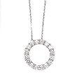 14k White Gold Link Chain with Diamond Circle Pendant Necklace- 18" (1.00ctw)