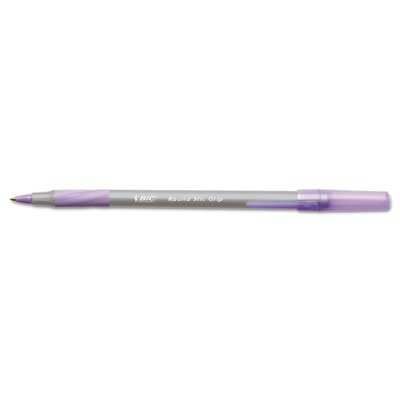 Bic GSMG11-PE Ultra Round Stic Grip Ballpoint Stick Pen, Purple Ink, Medium, Dozen