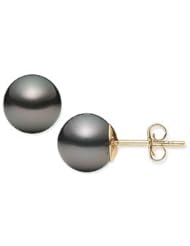 8-8.5 mm Tahitian Cultured Pearl Earring with 14K Gold Post By Michiko