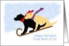 Happy Holidays Black & Yellow Labrador Dogs on Sled from Both of Card 21WXD2hInaL. SL160 Happy Holidays Black & Yellow Labrador Dogs on Sled from Both of Card