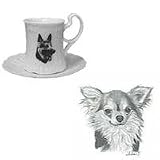 Chihuahua, Longhair Cup and Saucer, Porcelain by Rosalinde