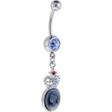 Solar Blue Gem VICTORIAN CAMEO Dangle Belly Ring