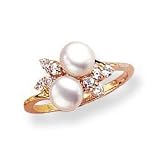 Genuine Cultured Freshwater Pearl and Cubic Zirconia Twist Ring
