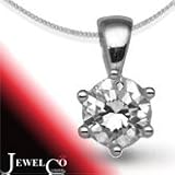 Jewelco London 18 Carat White Gold 75pt 6 Claw Diamond Solitaire Pendant