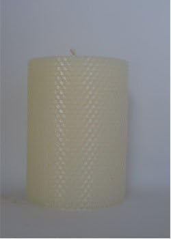 Beeswax Ivory Honeycomb Pillar Candle 4x6