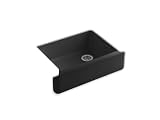 Kohler K-6487-7 Whitehaven Self-Trimming Apron Front Single Basin Kitchen Sink with Tall Apron, Black