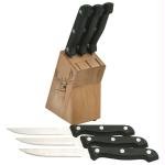 Meyerco Knives 3721 Six Piece Serrated Steak Knife Set with Black Handles