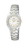 Citizen Eco-Drive Two-tone Date Bracelet White Dial Women's Watch #EW1254-53A