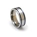 Gordon's Jewelers Edward Mirell Men's 8.0mm Grey Titanium Flat Double Grooved Wedding Band