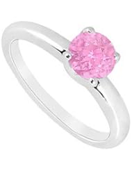 Pink Sapphire Ring 14K White Gold - 1.00 CT TGW