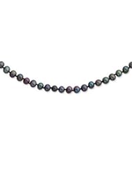 Sterling Silver 5-6mm Black Freshwater Cultured Pearl Necklace