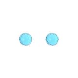 Sterling Silver 10mm Sea Blue Glass Disco Ball Stud Earrings