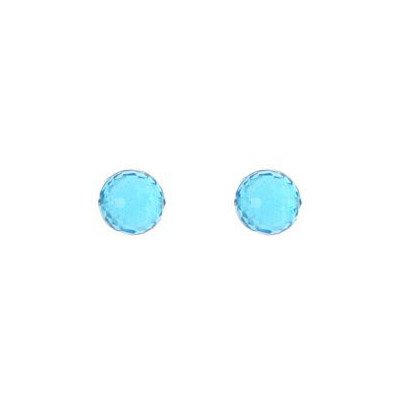 Sterling Silver 10mm Sea Blue Glass Disco Ball Stud Earrings