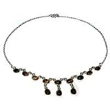 Tiger's Eye Gemstone Necklace in Sterling Silver 15 "