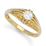 Image of Jewelco London 9ct Solid gold hand finished men's cubic zirconia set solitaire Ring