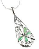 Boma Green Turquoise Dragonfly Teardrop Necklace - 18 Inches