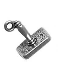 Sterling Silver 3D I Love You Square Rubber Stamp Charm