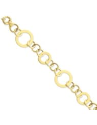 14k Gold Circle Link 8 Inch Polished Bracelet w/ Fancy Spring Lock