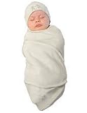 Cocooi Babywrap Newborn Baby Swaddle and Matching Hat, 100% Merino, Cream