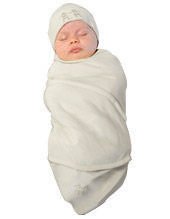 Cocooi Babywrap Newborn Baby Swaddle and Matching Hat, 100% Merino, Cream