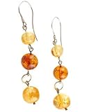 Yellow & Cognac Amber Ball Earrings