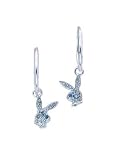 Clear and Blue Bunny Hoop Earrings