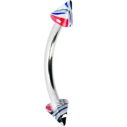 Red Blue Multi Color Marble Cone Eyebrow Ring