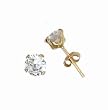 Sterling Silver Gold Plated Stud Earrings with Clear CZ - Round Stamping - 6mm