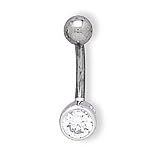 Sterling Silver Round Bezel CZ Navel Ring