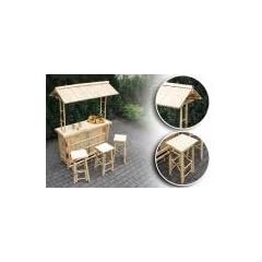 4tlg. Bar RIVAS + Bambus Theke Tresen Barhocker OUTDOOR