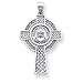 14k White Gold Celtic Claddagh Cross Pendant
