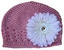 Posies Accessories Crocheted Hot Pink Beanie with White Gerber