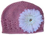 Posies Accessories Crocheted Pink Infant Beanie with White Gerber