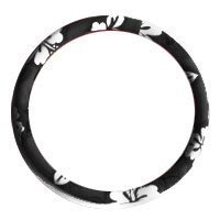 - 	 Hawaii Hibiscus Floral Print Steering Wheel Cover - Black