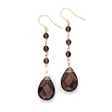 14k Gold & Smoky Quartz Dangle Earrings- Large