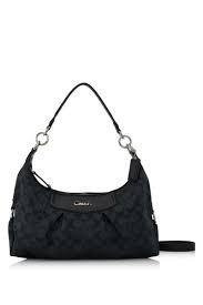 Coach F19766 Black Grey/Black Ashley Signature Convertible Hobo Handbag