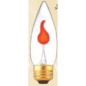 Bulbrite F3ETC 32 Flicker 3W Torpedo-Shaped Chandelier Bulb, Medium Base