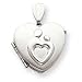 14k White Gold Heart Family Mother and Child Locket